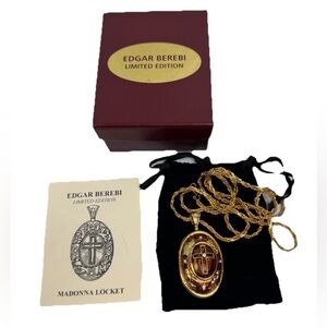 VTG Edgar Berebi Heritage Of Faith Guilloche Enamel Cross Reliquary Necklace Box